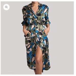 Equipment Femme Mannon Eclipse 100% Silk printed shirt dress